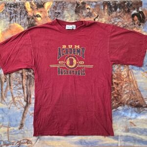 Vintage B.U.M. Equipment 1972 Basketball Academy Y2K Maroon Red Tee sz Large